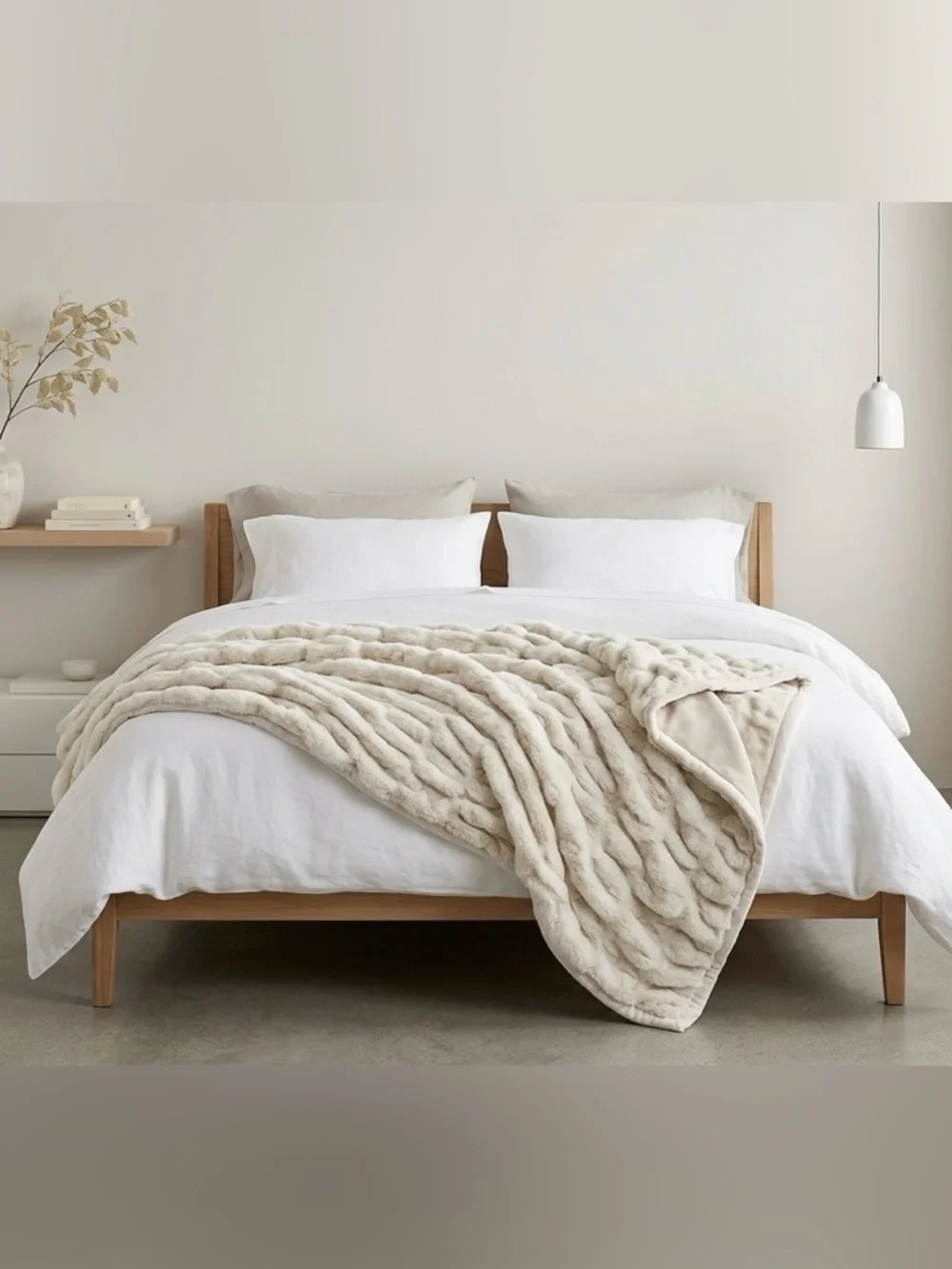 PotteryBarn Pottery Barn Faux Fur Ruched Throw Soft